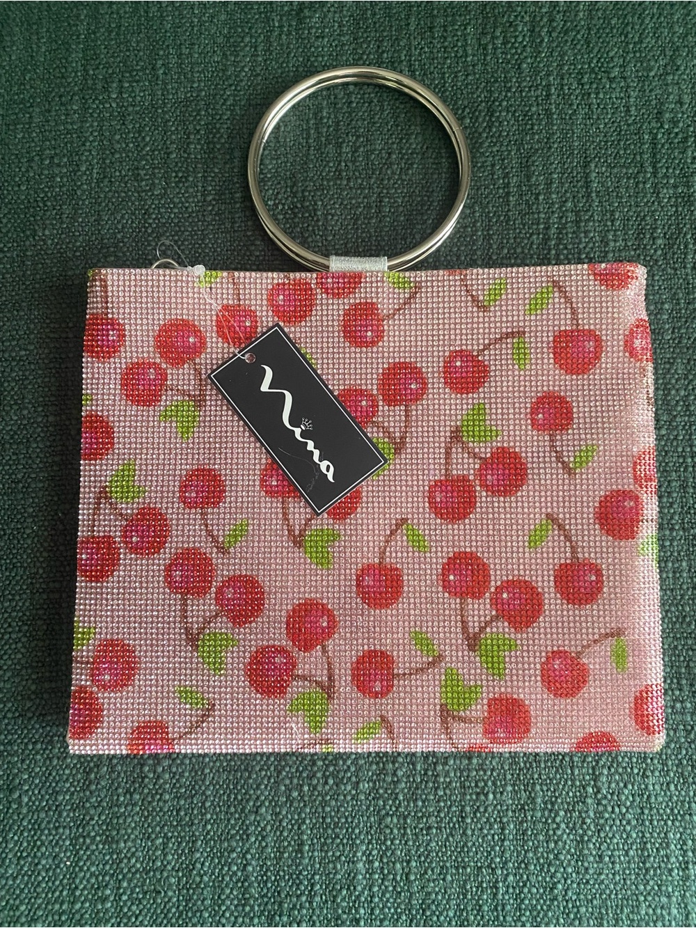 NINA’s Pink Cherry Crystal Wristlet Bag